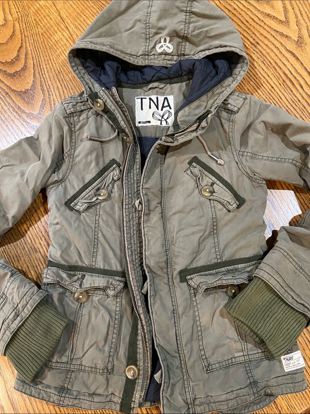 TNA - Army Olive Green Military Style Light Fall / Spring Jacket - Size S 💚